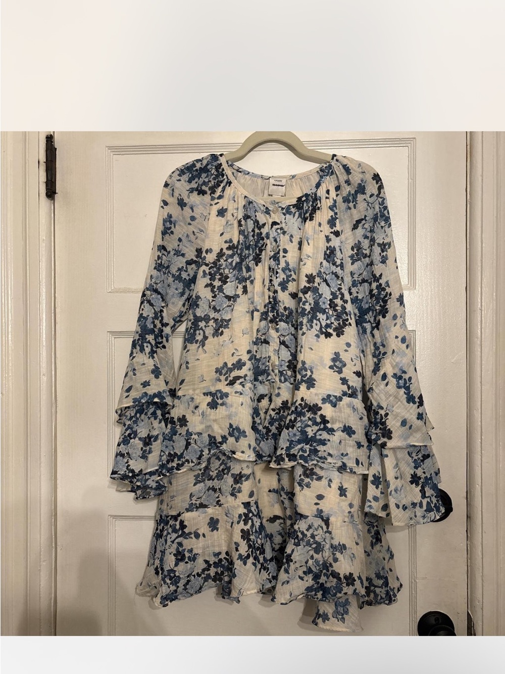 Maeve Cream and Blue Floral Dress